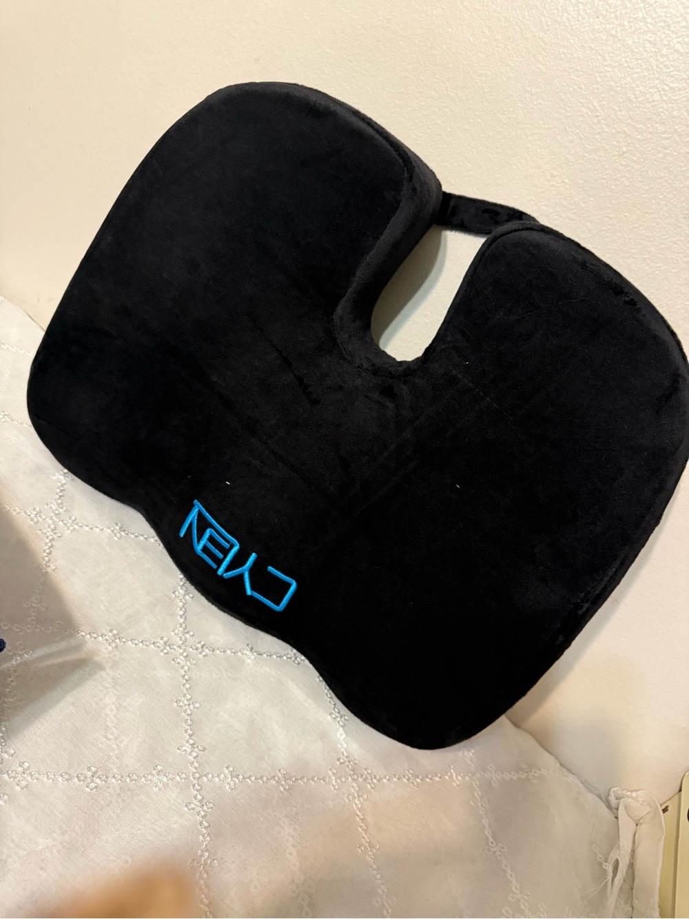 Black Memory Foam Seat Cushion with Lumbar Cutout